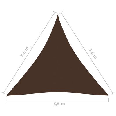 vidaXL Sunshade Sail Oxford Fabric Triangular 3.6x3.6x3.6 m Brown