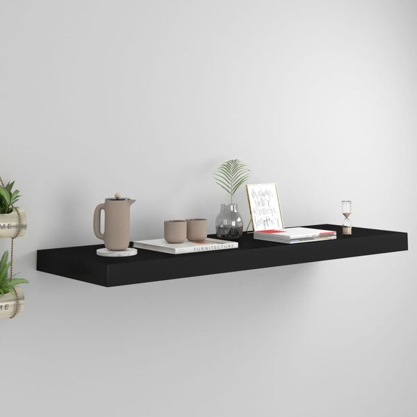 vidaXL Floating Wall Shelf Black 80x23.5x3.8 cm MDF