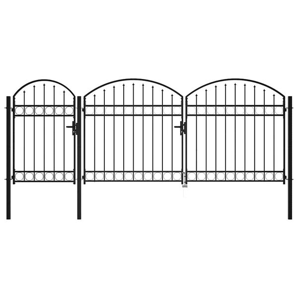 vidaXL Garden Fence Gate with Arched Top Steel 2.25x4 m Black