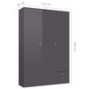 vidaXL 3-Door Wardrobe High Gloss Grey 120x50x180 cm Engineered Wood