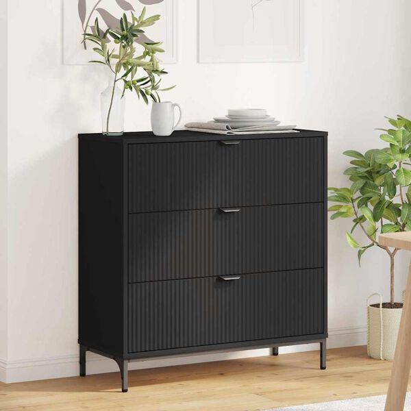 vidaXL Sideboard with Drawer Black 79.5 x 33 x 82 cm Engineered Wood