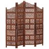 vidaXL Hand carved 4-Panel Room Divider Brown 160x165 cm Solid Mango Wood
