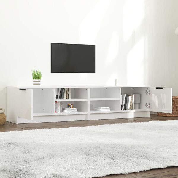 vidaXL TV Cabinets 2 pcs High Gloss White 80x35x36.5cm Engineered Wood