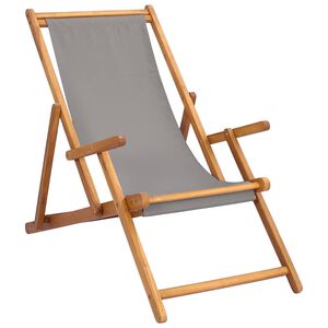 vidaXL Beach Chair Light Grey Solid Teak Wood