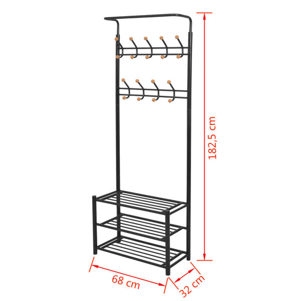 vidaXL Clothes Rack with Shoe Storage 68x32x182.5 cm Black