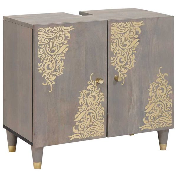 vidaXL Bathroom Cabinet Set Wall-mounted 2 pcs Grey Solid Mango Wood