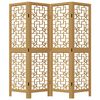 vidaXL Room Divider 4 Panels Brown Solid Wood Paulownia