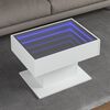 vidaXL Coffee Table with LED White 70x50x45 cm Engineered Wood