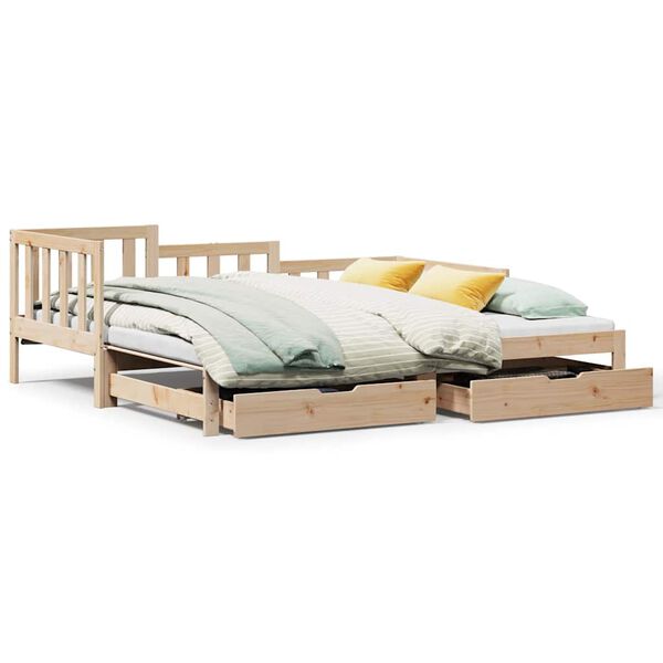 vidaXL Daybed with Trundle and Drawers without Mattress 90x190 cm Single