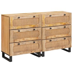 vidaXL Sideboard 2 pcs Brown 60 x 33 x 75 cm Solid Mango Wood
