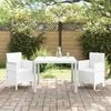 vidaXL Garden Dining Set 3 pcs White Polt rattan