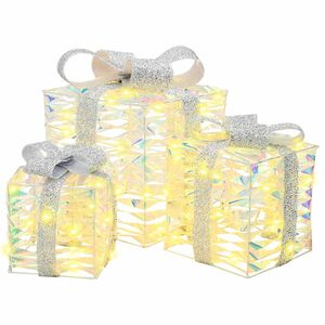 vidaXL Lighted Christmas Gift Box 3 pcs 150 LEDs Warm White