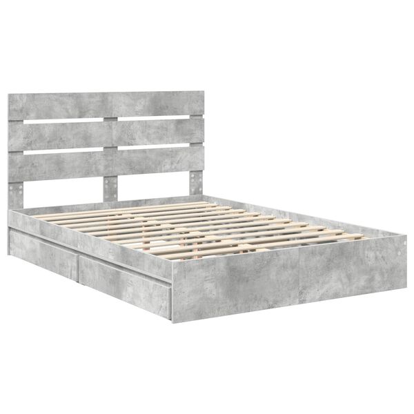 vidaXL Storage Bed Concrete Grey 150 x 200 cm Engineered Wood