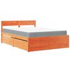 vidaXL Bed with Drawers and Mattress Wax Brown 120x190 cm Small Double Solid Wood Pine