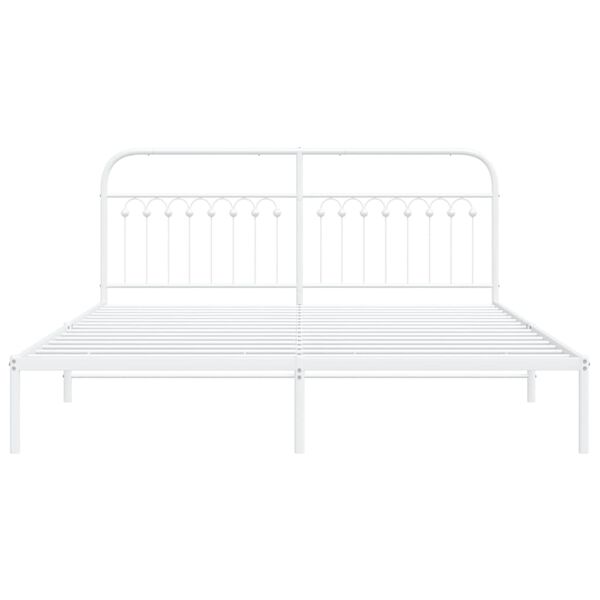 vidaXL Metal Bed Frame without Mattress with Headboard White 183x213cm