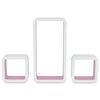3 White-pink MDF Floating Wall Display Shelf Cubes Book/DVD Storage