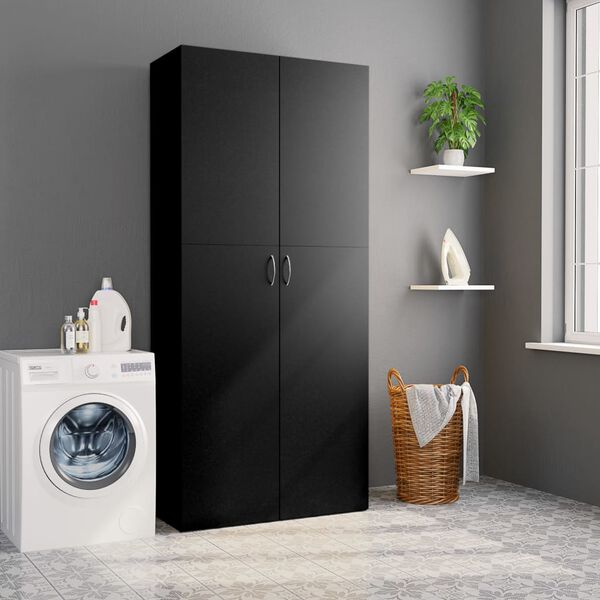 vidaXL Storage Cabinet Black 80x35.5x180 cm Engineered Wood