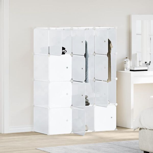 vidaXL Storage Cube Organiser with 12 Cubes and Hanging Rods PP