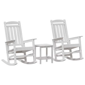 vidaXL Rocking Chair 3 pcs White Polyethylene