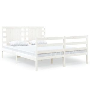 vidaXL Bed Frame without Mattress White 120x190 cm Small Double Solid Wood Pine