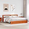 vidaXL Bed Frame with Headboard Wax Brown 200 x 200 cm Solid Pine Wood
