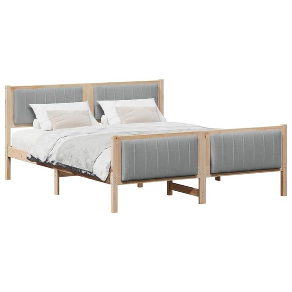 vidaXL Bed frame Brown and light grey 150 x 200 cm Solid pine wood