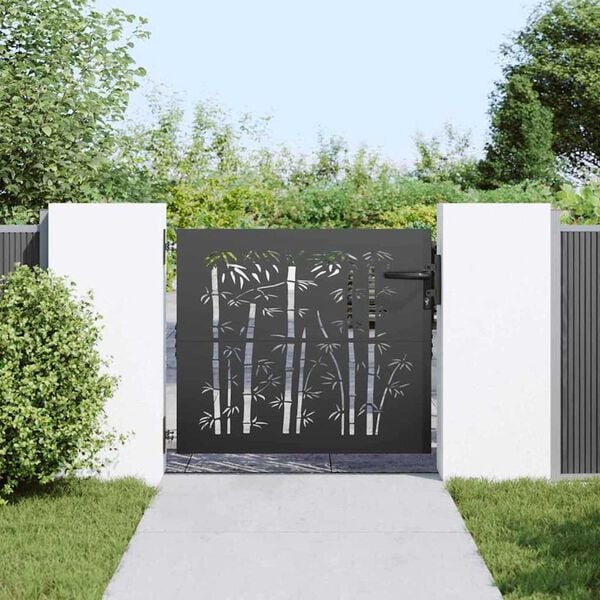 vidaXL Garden Gate with Lock Black 85 x 100 cm Powder-coated steel