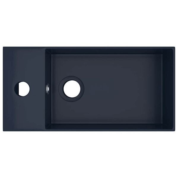vidaXL Bathroom Sink with Overflow Ceramic Dark Blue