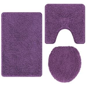 vidaXL Anti-slip Bath Mat Set 3 pcs Purple 50 x 80 cm PP