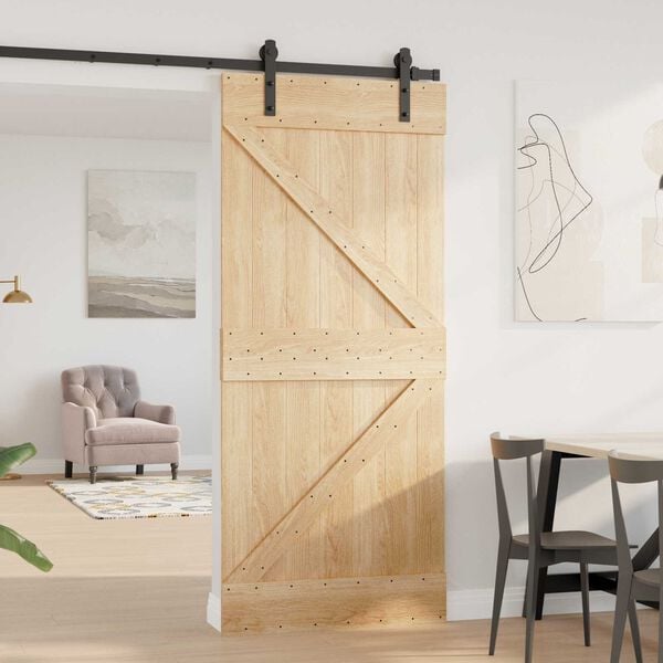 vidaXL Door NARVIK Natural 90 x 210 cm Solid Pine Wood