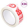 vidaXL Packaging Tape 36 pcs FRAGILE Printed White 48 mm x 66 m