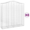 vidaXL Arched Gabion Baskets 8 pcs 200x50x200/220 cm Galvanised Iron