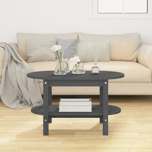 vidaXL Coffee Table Grey 80x45x45 cm Solid Wood Pine