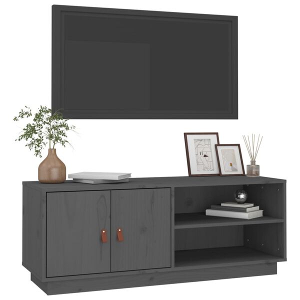 vidaXL TV Cabinet Grey 105x34x40 cm Solid Wood Pine