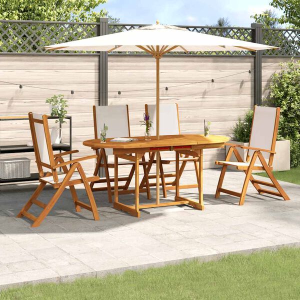 vidaXL 5 Piece Garden Dining Set Solid Wood Acacia and Textilene