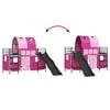 vidaXL Kids'Loft Bed Frame with Curtains, Arch, Slide Black and Pink