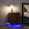 vidaXL Bedside Cabinet with LED Lights&nbsp;Brown Oak 38x34x50 cm