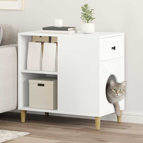 vidaXL Cat House White 72 x 42.5 x 70 cm Engineered Wood