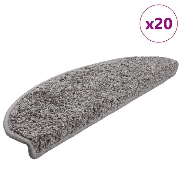 vidaXL Stair Mats 20 pcs 65x21x4 cm Grey Half Round Large