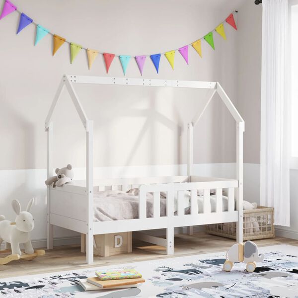 vidaXL Kids' House Bed Frame White 70x140 cm Solid Wood Pine