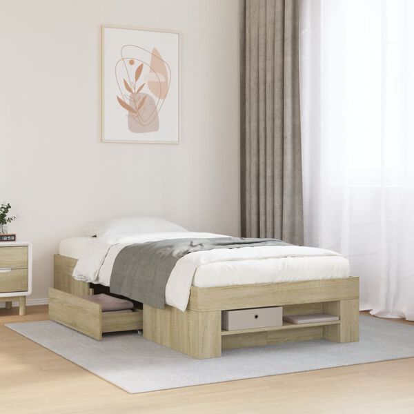 vidaXL Bed Frame without Mattress Sonoma Oak 90x200 cm Engineered Wood