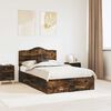 vidaXL Bed Frame with Drawer Smoked Oak 135 x 190 cm Engineered Wood