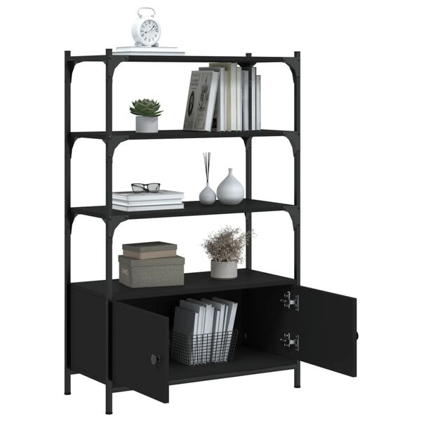 vidaXL Bookcase 3-Tier Black 70x30x109.5 cm Engineered Wood