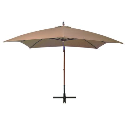 vidaXL Hanging Parasol with Pole Taupe 3x3 m Solid Fir Wood