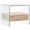 vidaXL Coffee Table | Transparent, Oak | Tempered Safety Glass, MDF | Medium