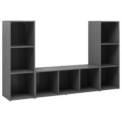 vidaXL TV Cabinets 3 pcs Grey 107x35x37 cm Engineered Wood