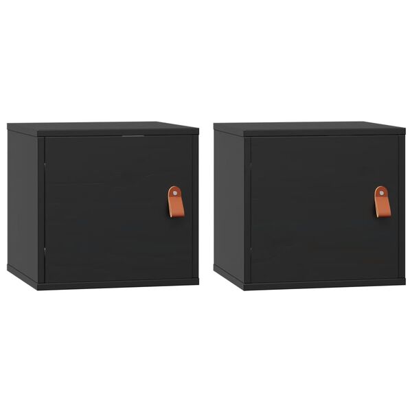 vidaXL Wall Cabinets 2 pcs Black 31.5x30x30 cm Solid Wood Pine