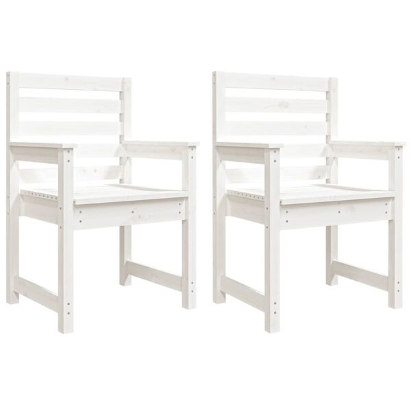 vidaXL Garden Chairs 2 pcs White 60x48x91 cm Solid Wood Pine