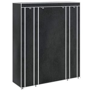vidaXL Fabric Wardrobe with Compartments and Rods 45x150x176 cm Black