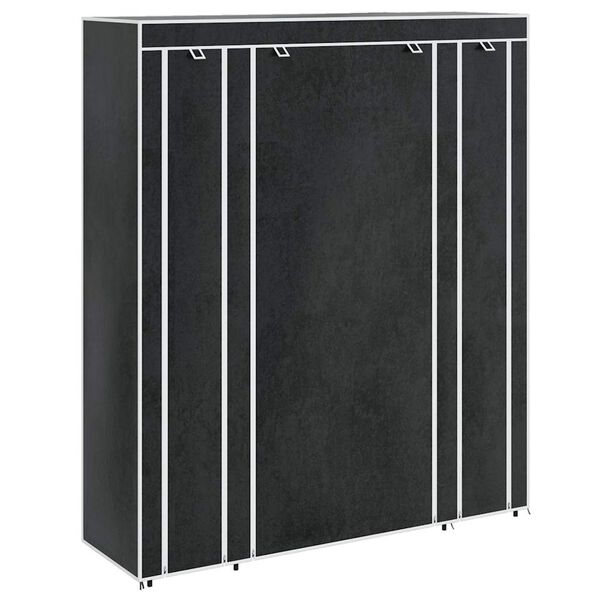vidaXL Fabric Wardrobe with Compartments and Rods 45x150x176 cm Black